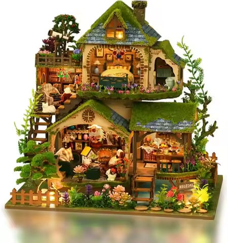 DIY Miniature Dollhouse Kit, Mini House Making Kit with Furnitures, Tiny House Kit to Build for Adults, Hobby Craft Gift for Fat https://tinyurl.com/24usk7yd