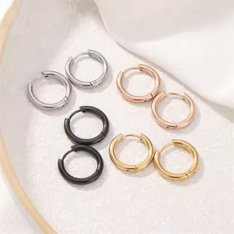 5pcs/lot Stainless Steel Circle Hoop Earrings For Women Girls Black Gold Color Silver Color Round Geometry Earrings Jewelry https://tinyurl.com/28ajwzvy