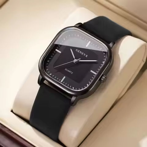 Fashion Square Minimalist Men’s Quartz Watch Casual Leather Strap Wristwatch Reloj Hombre（Without Box） https://tinyurl.com/29kv3m6s