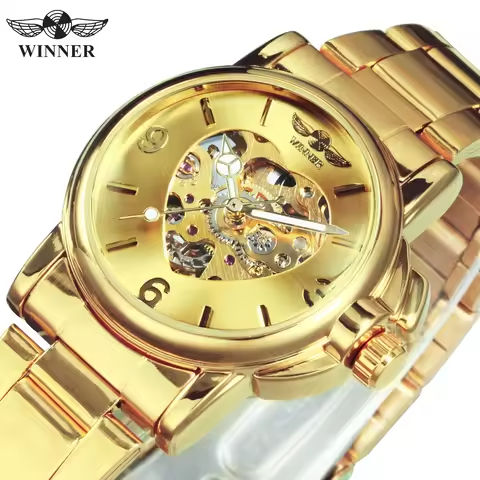 WINNER Fashion Skeleton Watch for Women Elegant Luxury Brand Automatic Mechanical Ladies Watches Gold Stainless Steel Strap 2023 https://tinyurl.com/28l245jc