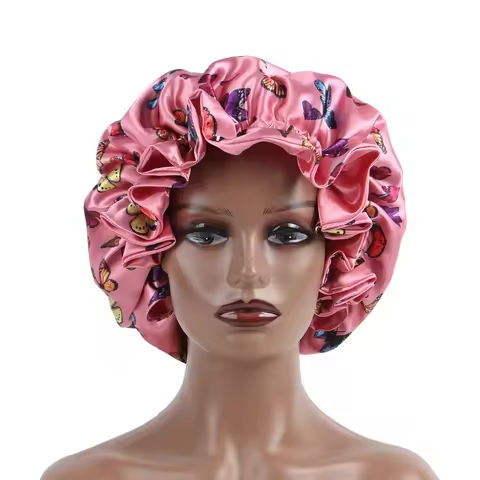 Pink Butterfly Double Layer Adjustable Satin Bonnet Cap Hair Protect Virgin Sleep Bonnet for Women And Girls https://tinyurl.com/2dpknfmh