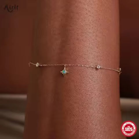 Aide 925 Sterling Silver Star Inlaid Opal With Mini Zircon Chain Bracelet For Women High Quality Elegant K Gold Jewelry Gift https://tinyurl.com/267mba2d