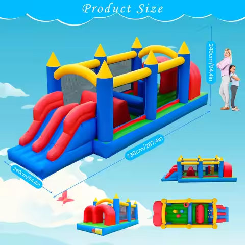 24FT Inflatable Obstacle Bounce House, Suitable For Children Aged 5-12 And Adults, With Blower, Double Racing Slide, Crawling Tu https://tinyurl.com/2dljtqah