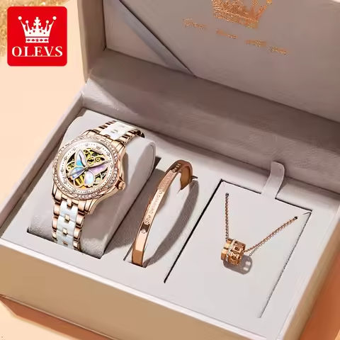 OLEVS 6615 Watches for Women Automatic Mechanical Wristwatches Elegant Luxury Diamond Skeleton Butterfly Dial Ladies Watch Sets https://tinyurl.com/2bero7um