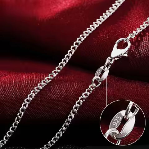 925 Sterling Silver 40-75CM LONG 2mm Width Side Chain Necklace For Women Man Fashion Wedding Charm Jewelry https://tinyurl.com/25oy84gd
