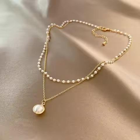 2025 New Women’s Pearl Necklace Kpop Gold Color Beads Pendant Necklaces Goth Double Layer Chain Choker for Women Fashion Jewelry https://tinyurl.com/2d7fzg6s