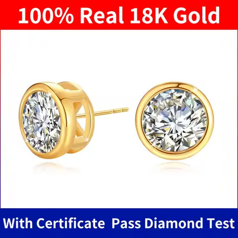 Szjinao Moissanite Earrings 18k Gold 100% Real With Certificate Luxury AU750 Jewelry For Women k Gold Earring Studs Trend Gifts https://tinyurl.com/2yq4gj7u
