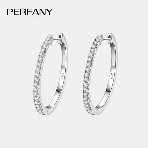PERFANY 0.54CT Full Moissanite Hoop Earring Women S925 Pure Silver Laboratory Shining Diamond Luxury Wedding Jewelry Gift https://tinyurl.com/2cgz3z8s