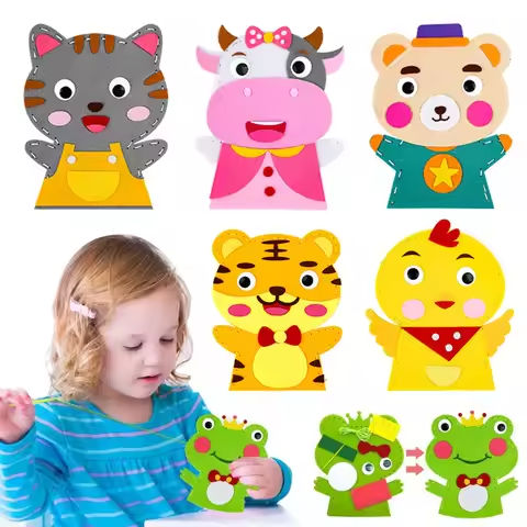 Cute Cartoon Animal Hand Puppet Children DIY Art Craft Toys Fine Motor Skill Training Sewing Lacing Hand Role Play Handmade Kits https://tinyurl.com/2bhj3r7j