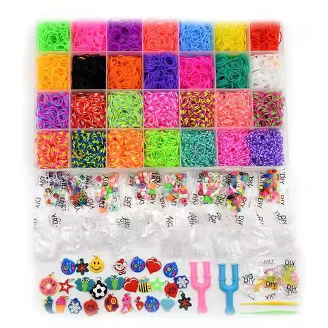 10000pcs Rubber Loom Bands Kits Beads Toys Set Hand Knitting Machine Handmade DIY Rainbow Weave Color Bracelet Girl Gift https://tinyurl.com/2bptmzff
