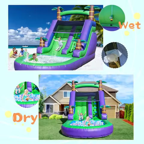 Children’s Playground Inflatable water slide, Commercial Bounce House with Water Slide PVC and a 1100W Air blower 21ft/6.4M https://tinyurl.com/2c7q6rts