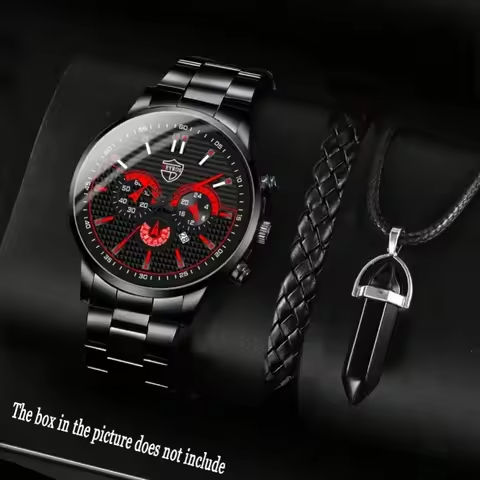 3pcs/set, Simple Business Men’s Watches Casual Sports Mens Quartz Wrist Watch Male Watch & Fashion Necklace Set https://tinyurl.com/232s29ud