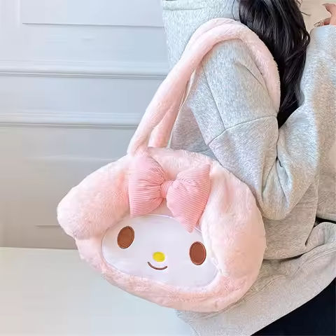 Kawaii Sanrio Plush Cinnamoroll Melody Kuromi Tote Handbags Shoulder Bags Women Fashion Female Messenger Bag Purses Xmas Gifts https://tinyurl.com/2cmwtzmw