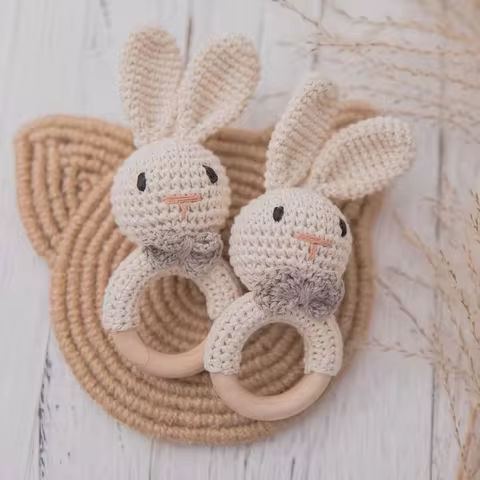 Baby Crochet Rattle Wooden Teether Toy BPA Free Wood Rodent Rabbit Rattle Baby Mobile Play Gym Newborn Educational Music Toys https://tinyurl.com/28c83zyl