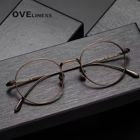 Pure Titanium Glasses Frame men Women Retro Round New Brand Design Eyeglasses frames Vintage High Quality Eyewear spectacles https://tinyurl.com/29y5rudz