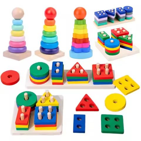 Children Wooden Montessori Developmental Toys Shape Pairing Baby Early Education Toy Building Blocks Rainbow Tower Kid Gift TMZ https://tinyurl.com/2442xz38