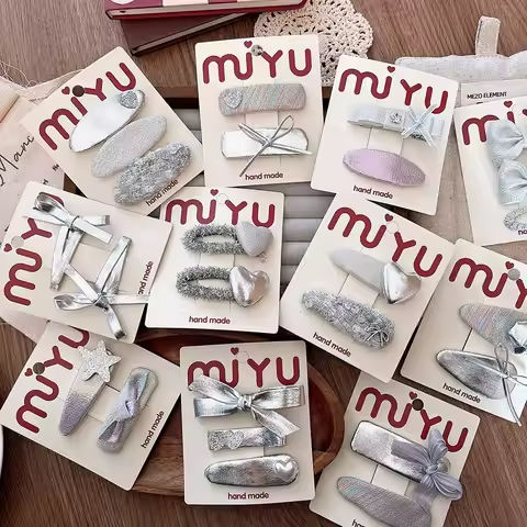 Cute Silver Bow Hairpins Women Girls Kids Hair Clips BB Pin Barrettes Hairgrips Accessories Hairclip Headwear Headdress Ornament https://tinyurl.com/2ydr398a