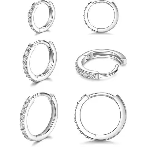 925 Sterling Silver Small Hoop Earrings Zirconia Huggie 14K Gold Plated Cartilage Piercing Ear Cuff Tiny Earrings for Women Men https://tinyurl.com/22voha7c