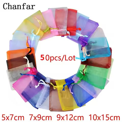 50pcs 24 Colors Jewelry Bag 5*7 7*9  9*12  10*15cm Wedding Gift Organza bag Jewelry Packaging Display & Jewelry Pouches https://tinyurl.com/2b8m2j8y