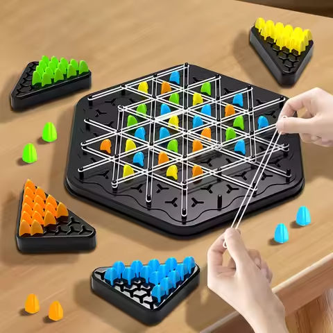 Geometry Chain Triangle Chess Puzzle Game Toy Board Game Logical Thinking  Rubber Band Game Party Family Interactive Battle Set https://tinyurl.com/23yoex9k