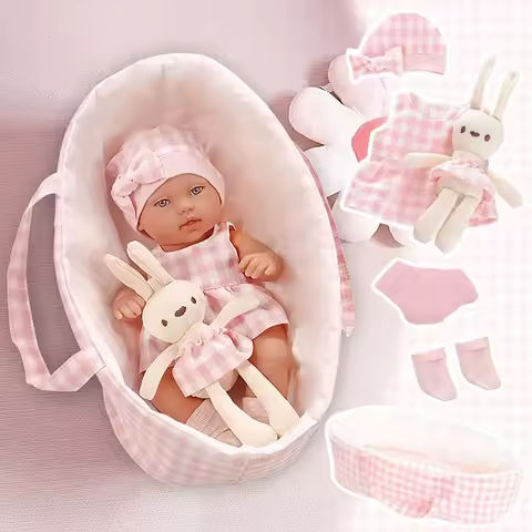 14Inch/35CM Doll With Clothes Cute Rabbit and Sleeping basket Bebe Baby Reborn Doll kids Soothing Newborn Doll Best Girls Gift https://tinyurl.com/29awghul
