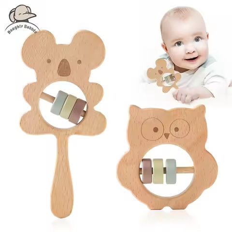 Baby Cute Koala Rattle Natural Wood Safe Teether Toys Babies Newborn Accessories Handbells Baby Toddler Educational Toys https://tinyurl.com/267fsqe7