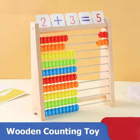 Wooden Counting Toy Abacus Montessori Education Math Toy Children Rainbow Counting Beads Addition Subtraction Operation Learning https://tinyurl.com/228ksoyk