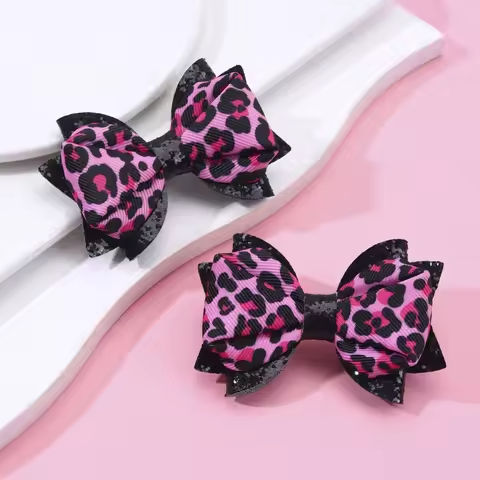2pcs Leopard Print Pattern Bow Hair Clips for Little Girls Glitter Hair Bow Clips Sweet Hair Accessories for Little Girls https://tinyurl.com/29ghahx2