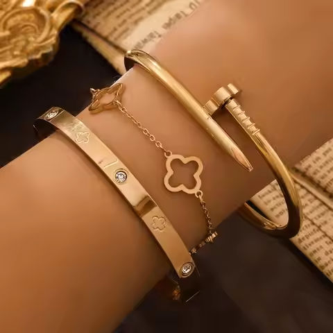 3PCS French Lucky Clover Women’s Bracelet Set High Quality Stainless Steel INS Hot Selling Bracelet Charm Feeling Jewelry Gift https://tinyurl.com/23r6ddnz