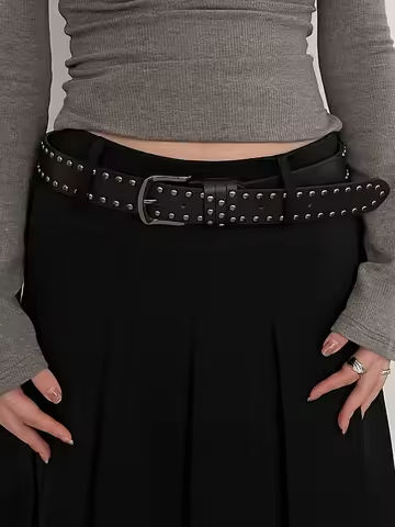 2024 New Belt Women’s Jeans tie-in Ladies’ belt fashion personality Rivet Belt senior black fashion https://tinyurl.com/2yetkh42
