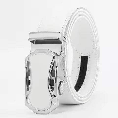 2025 White Color Elegant Men Women Unisex Genuine Leather Belts Automatic Buckle Luxury Brand High Quality Belts Famous Business https://tinyurl.com/24kehm2o