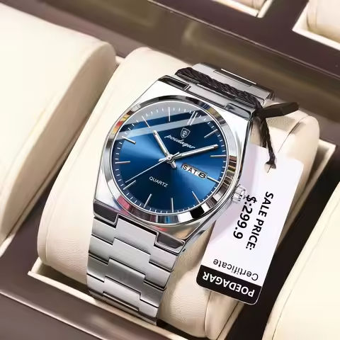 POEDAGAR Luxury Watches For Men Stainless Steel Waterproof Luminous Man Watch Date Week Fashion Casual Men’s Quartz Watch Reloj https://tinyurl.com/25swgjh2