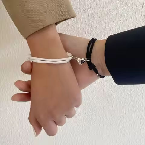2pcs Handmade Love Magnet Couple Bracelets Set for Women Men Heart Matching Attraction Adjustable Braided Bracelet Lover Jewelry https://tinyurl.com/28pw34bk