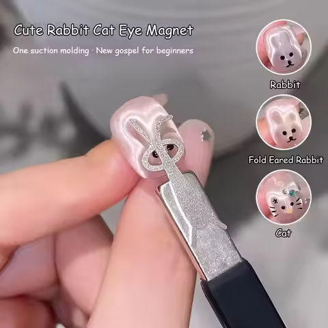 Cute Multi-function Rabbit Shape Cat Eye Magnet Fold Ear Rabbit Panda Pattern Y Shape Suitable for DIY Gel Polish Magnetic Tools https://tinyurl.com/2ag8ba97