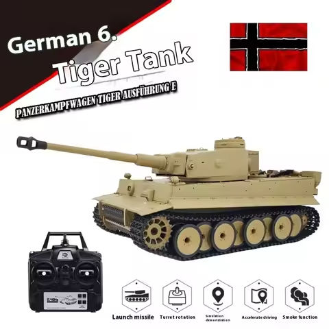 2.4G Rc Tank German Tiger Camouflage Tiger Heng Long 1/16 Heavy Remote Control Tank Smoke Emission Sound Effect Simulation Model https://tinyurl.com/284f2agg