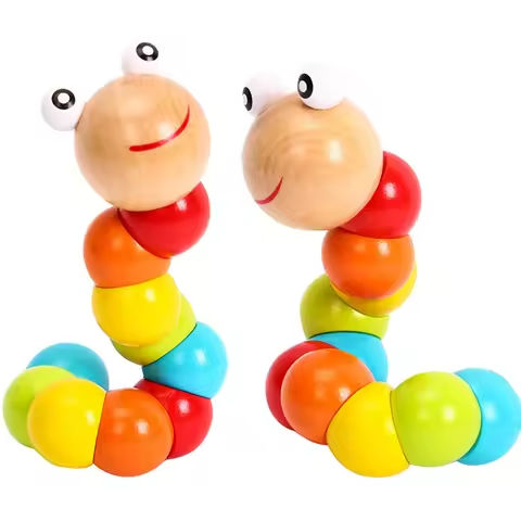 Montessori Wooden Toys Baby’s Adorable Caterpillar Puppet Bright Color Kids Early Education Learning Toy for Boy Girl Gifts https://tinyurl.com/2cv96og5