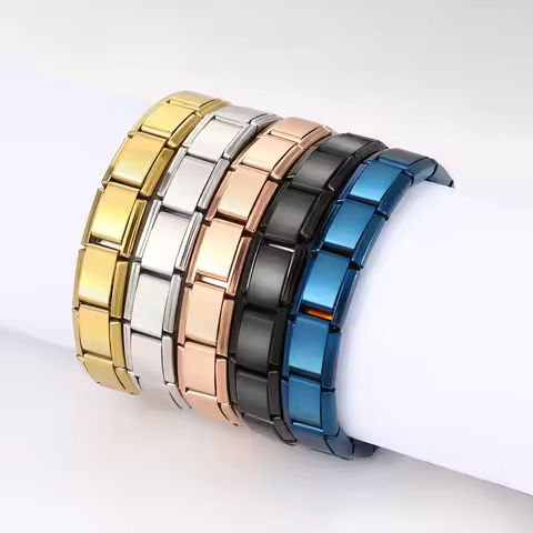 Trendy Square Italy Stainless Steel Bracelets For Women Men HipHop Metal Italian Modules Stretchable Gift Birthday Party Jewelry https://tinyurl.com/28fn22lx