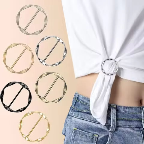 6Pcs Shirt Ties Clips Ring Clip T-Shirt Buckle Ring Clip Metal Round Circle Clip Rings Buckle Clip for Hat Belt Scarves T-Shirt https://tinyurl.com/2y7tunsy
