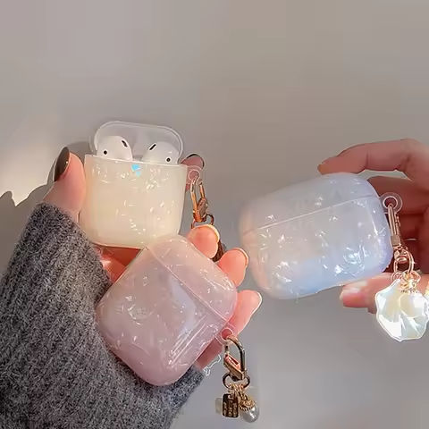 Dreamy Pearl Shell Soft Case with Keychain For AirPods 4 Airpods 3 2 1 pro 2 Wireless Earphone Accessories Headphone Box Cover https://tinyurl.com/29jsu6m5