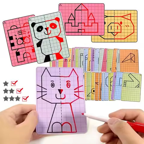 20/Patterns Kids Montessori Educational Game Symmetrical Drawing Toys Kids Pen Control Training Set Kids Reusable Painting Cards https://tinyurl.com/2bz9j4oz