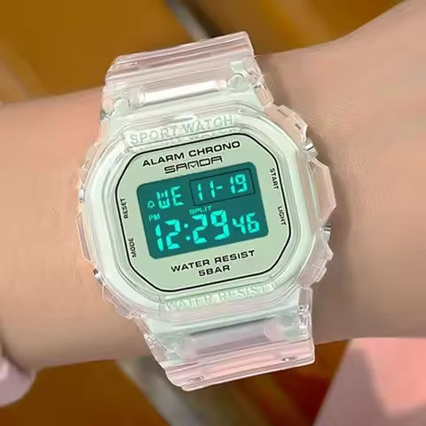 New Fashion Transparent Electronic Watch LED Ladies Wristwatch Sports Waterproof Electronic watchs Candy Multicolor Student Gift https://tinyurl.com/25zxs2zg