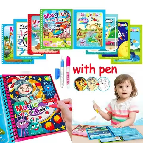 Magic water painting magic book with pen Montessori early childhood Toy reusable coloring book magic painting book drawing board https://tinyurl.com/287lvzhy