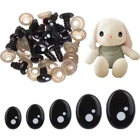 20/40Pcs 7-12mm Plastic Oval Safety Eyes Black Plush Doll Accessories Puppet Crafts For White Bear Doll Animal Kids DIY Toys https://tinyurl.com/28mbqoyb