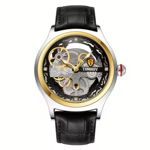 TimeKey-Fashion Classic Mechanical Style Stainless Steel Buckle Skeleton Dial Screw Crown Luminous Men’s Quartz Watch https://tinyurl.com/2864tod3