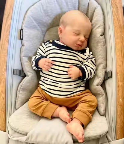 NPK 49CM Newborn Baby Doll Reborn Loulou Asleep Soft Cuddly Body Lifelike 3D Skin with Visible Veins High Quality Handmade Doll https://tinyurl.com/256ak2m6