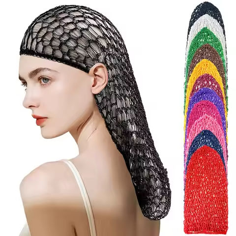 Fashion Women Crochet Hair Snood With Elastic Edge Long Hair Net Mesh Sleeping Nightcap Turban Headwear Hair Net https://tinyurl.com/2xm6gu3q
