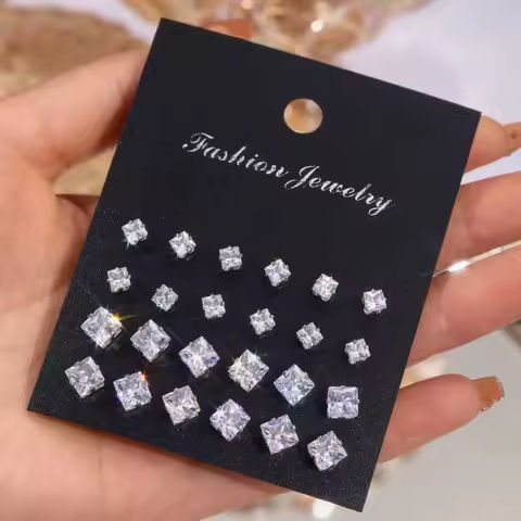 12 Pair/Lot White Shiny Wedding Stud Earrings Set for Women Men Crystal Jewelry Accessories Oorbellen Jewelry Earrings https://tinyurl.com/23x2urx9
