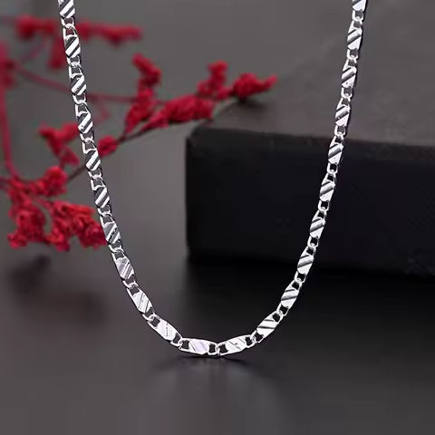New 925 Sterling Silver fine 2MM flat Clavicle chains Necklaces for Men Women wedding party Jewelry Christmas gifts 40-75cm https://tinyurl.com/24fae5bc