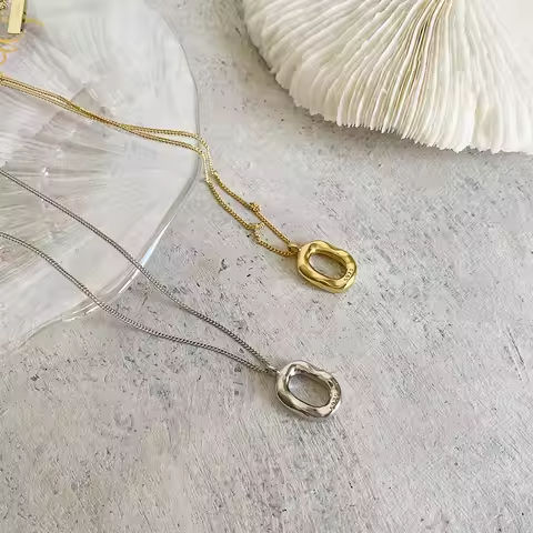 New 925 Sterling Silver Geometry Necklaces Pendant Silver gold plating Jewelry Statement for Women https://tinyurl.com/29ekapdc