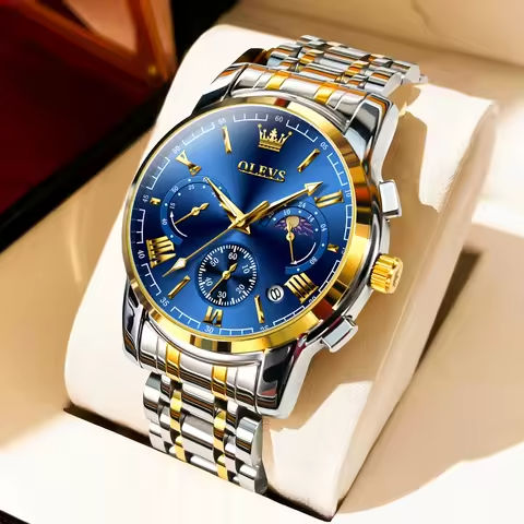 OLEVS Brand Original certification Men’s Watches Moon Phase Waterproof Quartz Watch for Man Chronograph Calendar Fashion Watch https://tinyurl.com/24duy6zf